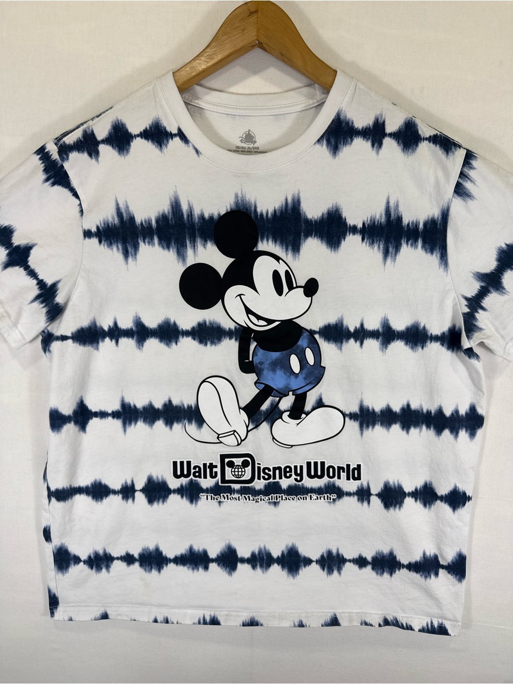 Disney White and Navy Tie-Dye Walt Disney World Mickey Mouse Short Sleeve Tee